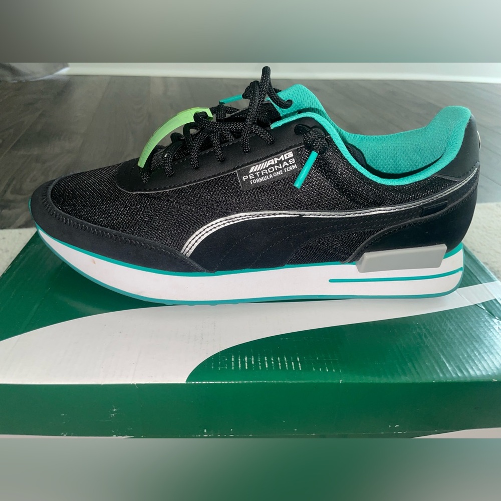 Puma Black and Teal Sneakers
